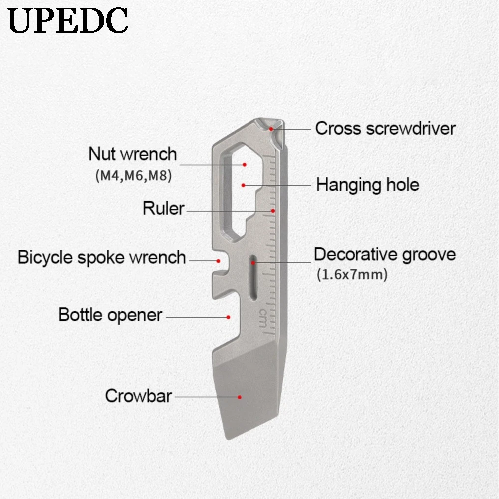 Imagem -02 - Upedc-liga de Titânio Chave de Fenda Chaveiro Mini Unboxing Abridor de Garrafas Portátil Pequena Ferramenta Escala Régua Chave Crowbar