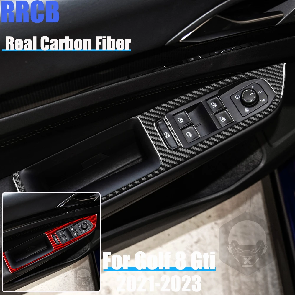 

Автомобильные аксессуары из настоящего углеродного волокна, накладка управления подъемом окна, мягкая наклейка на чехол для Volkswagen Golf 8 MK8/GTI/R 2021 2022 2023