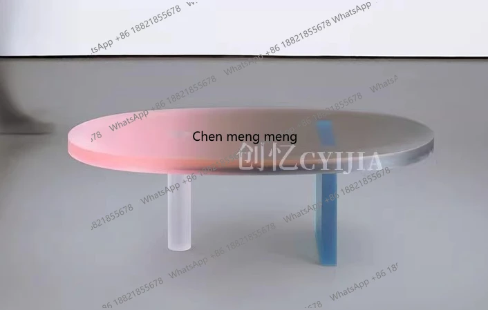 Acrylic custom matte gradual change round coffee table club art small table living room