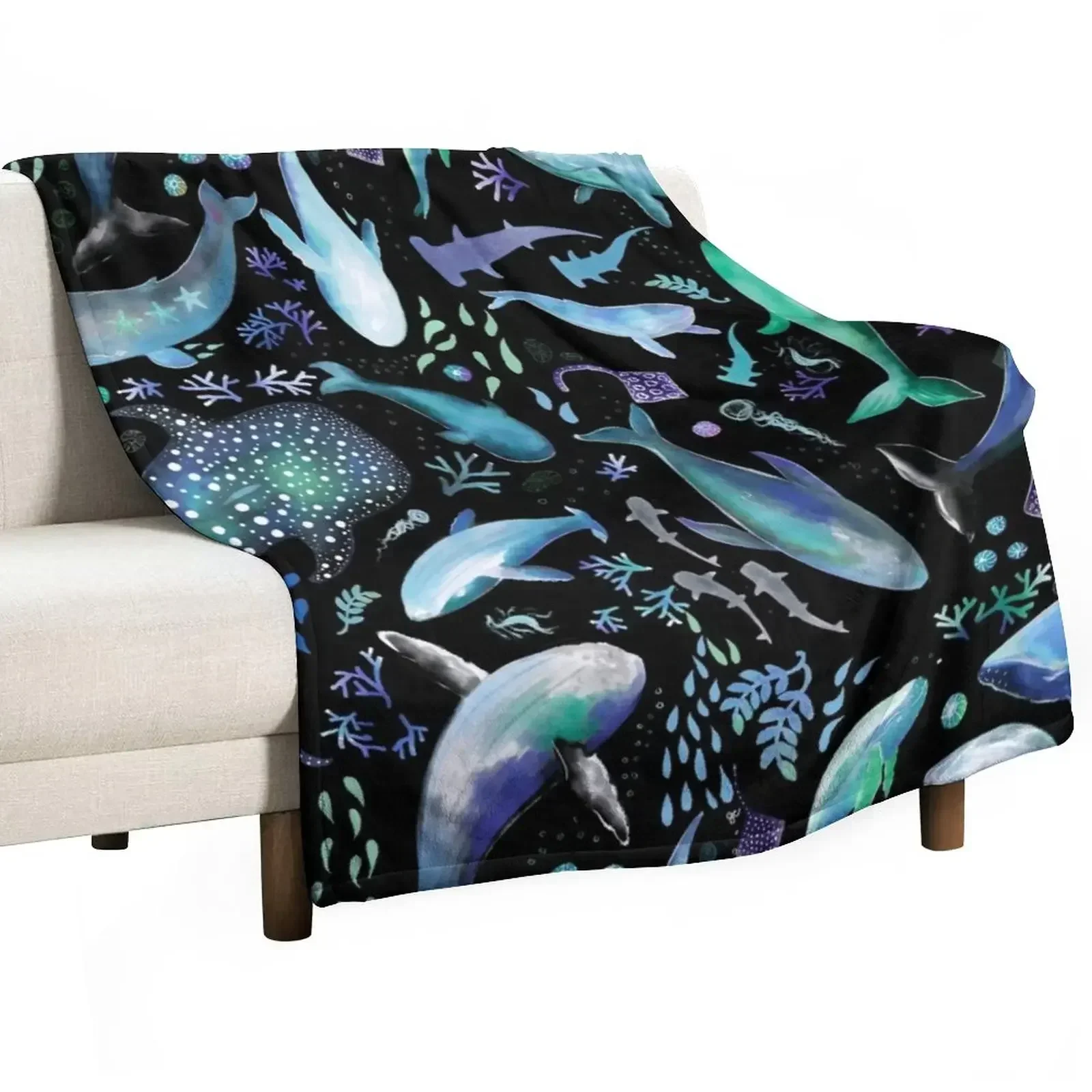 Ocean Diving with Whales at Night - Remix Throw Blanket Luxury Throw For Sofa Thin heavy to sleep for babies Blankets