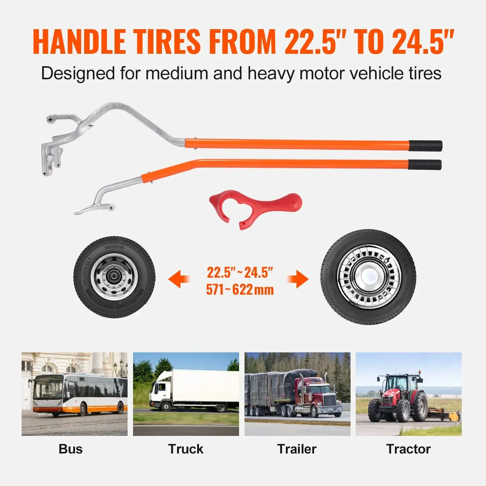 

SIHAO Tire Mount Demount Tool 22.5"-24.5" Tire Changer with Rubber Pad Protect Aluminum Alloy Hubs Heavy Duty Garage Tool