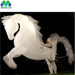 Wholesal Walking 3m White Inflatable Horse Costume With Lights Inflatable Cartoon Mascot Costume For Carnival Parade Performance