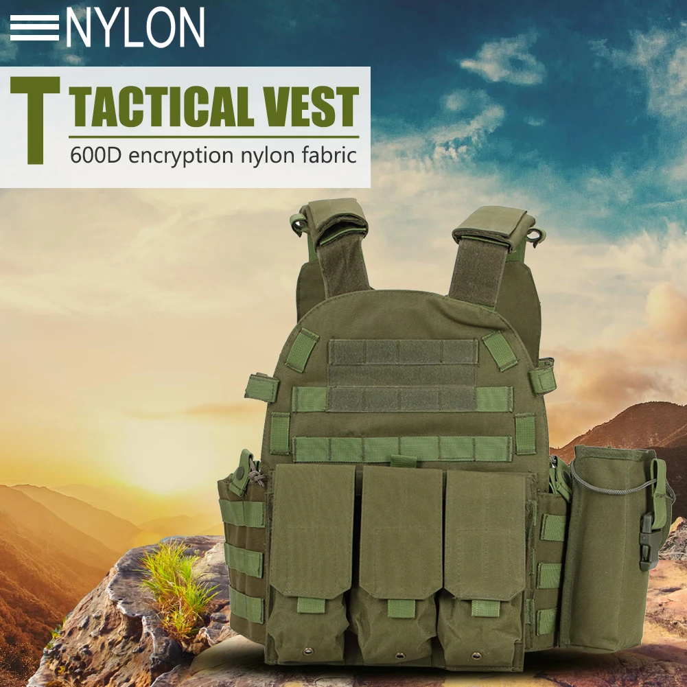 Nylon Tactical Vest Body Armor Hunting Carrier Airsoft Accessories Men Combat MOLLE Camo Military Army Vest Outdoor CS Hunting