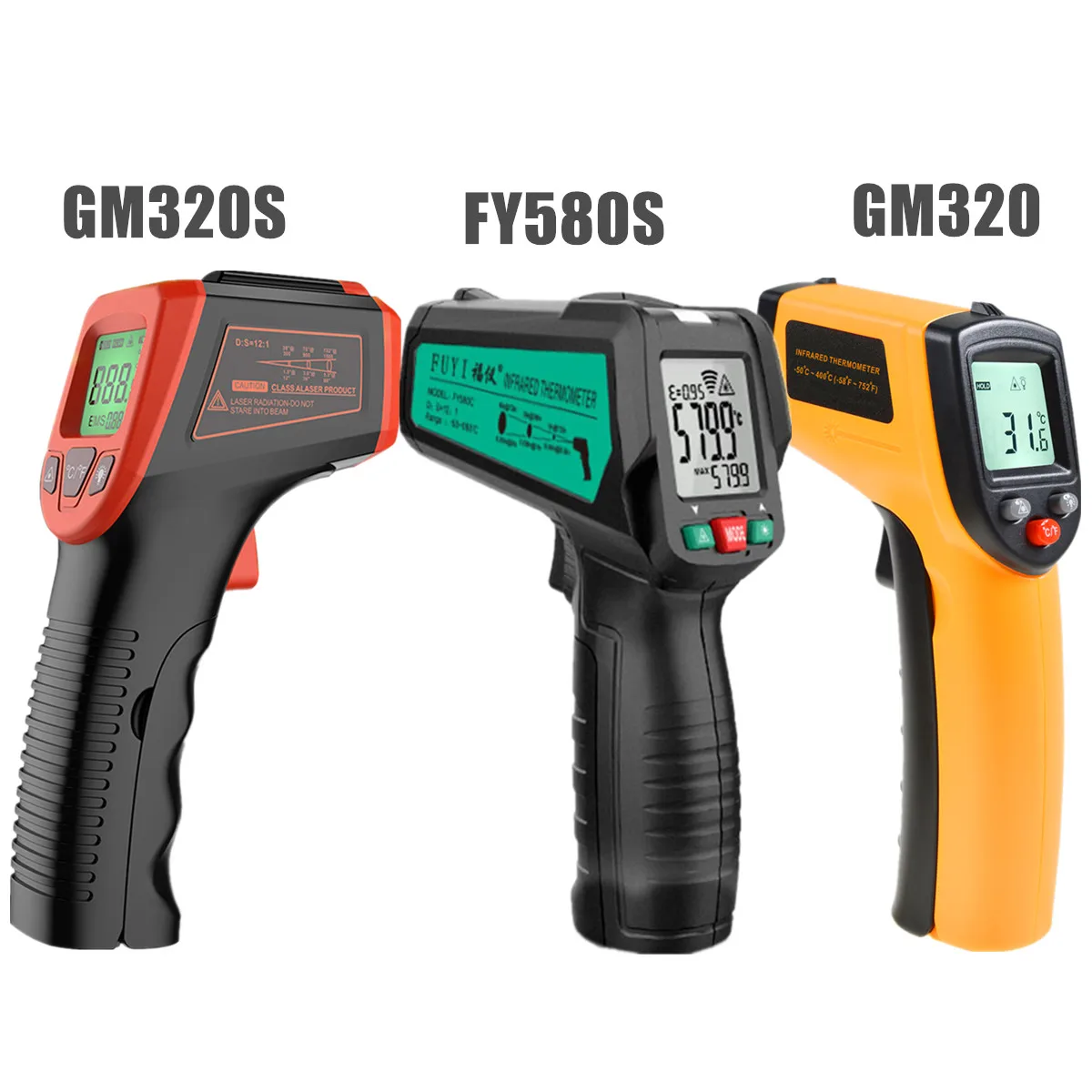 Digital Infrared Thermometer -50~600℃ / -58~1122℉ Contactless Temperature Tester IR Laser Pyrometer LCD Non-Contact Pyrometer