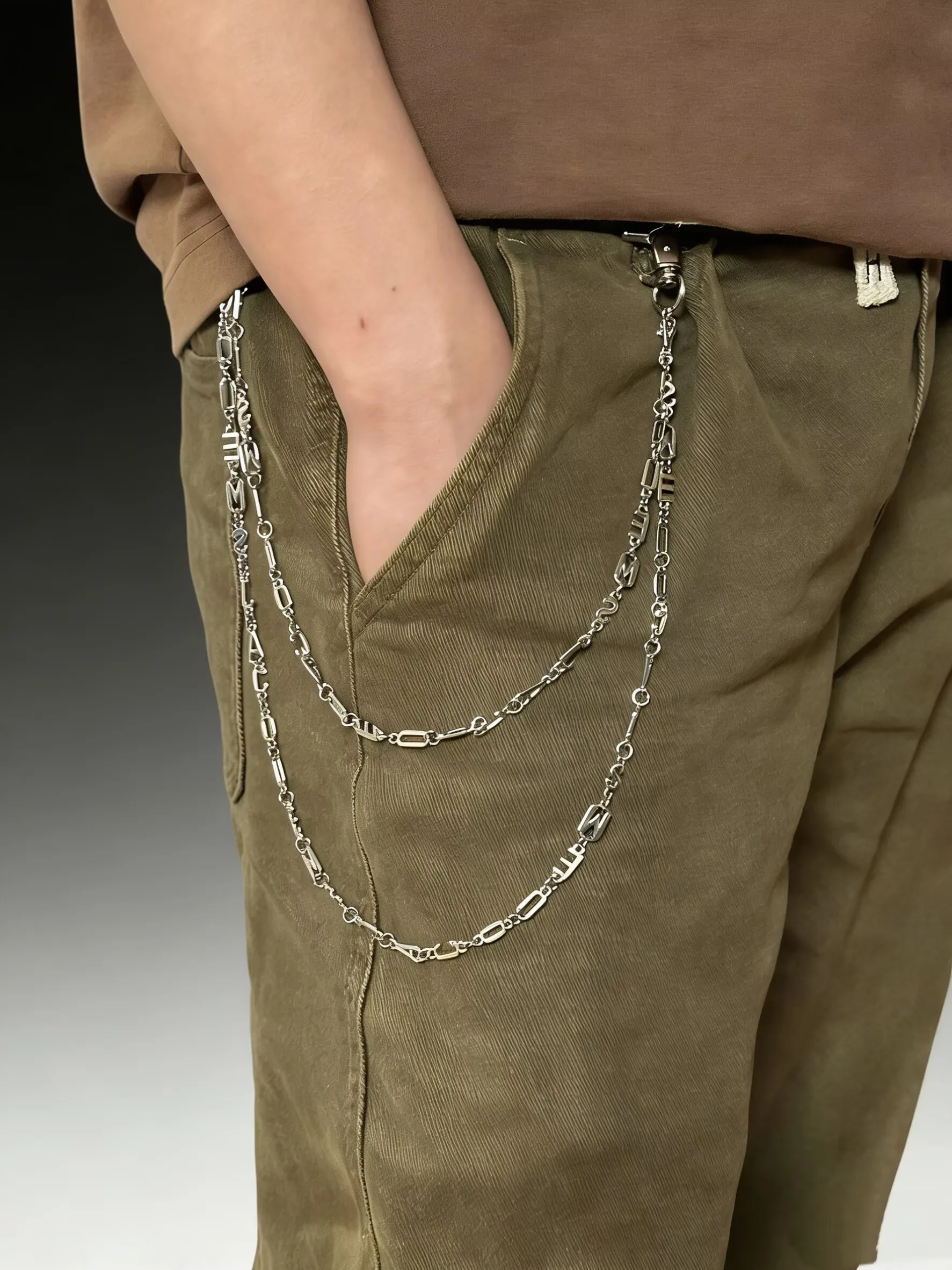 Premium Metall Doppelschichtige Hosenkette Hip-Hop Punk Buchstaben-Design Taillenkette für Unisex Street-Style Mode-Accessoire
