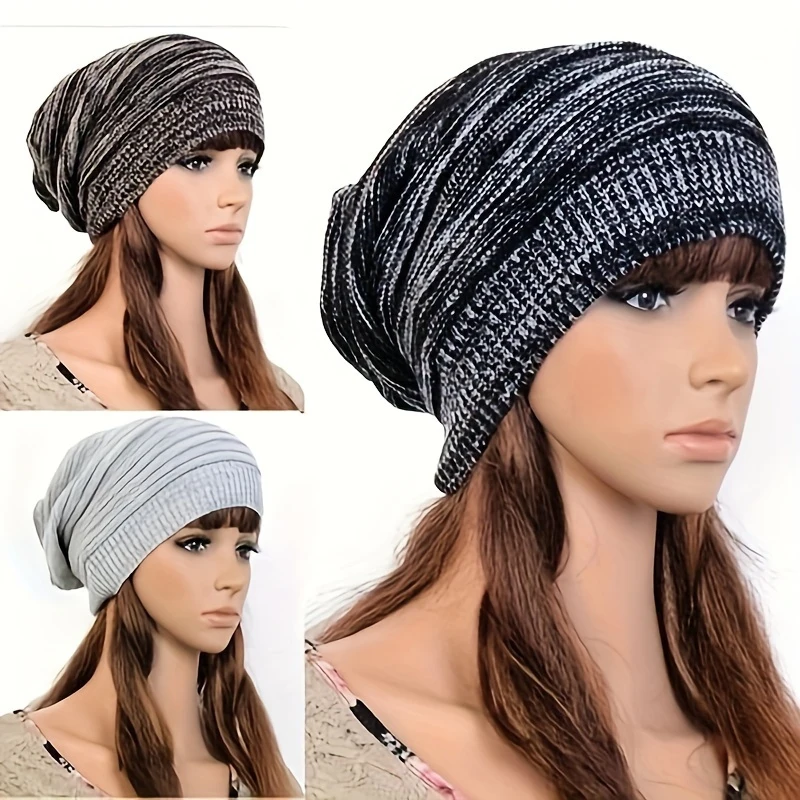 Warm Layered Pleated Slouchy Cap Cute Dream Ted Ski Hat Loose Beanie Men Women Hip Hop Winter Pull-On Outdoor Casual Wear