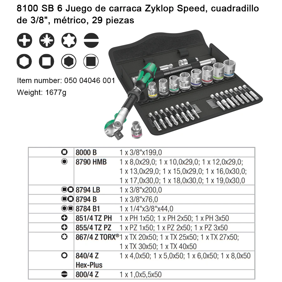 WERA 8100 SB 6 Zyklop Speed Ratchet Set 3/8