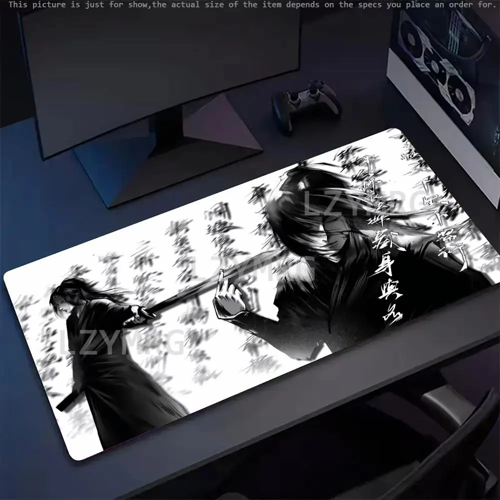 

Black Samurai in Ink-wash Painting Mouse Pad Large Rubber Non-slip Desk Accessories Mousepad for Office&Gamer Keyboard Decor Mat