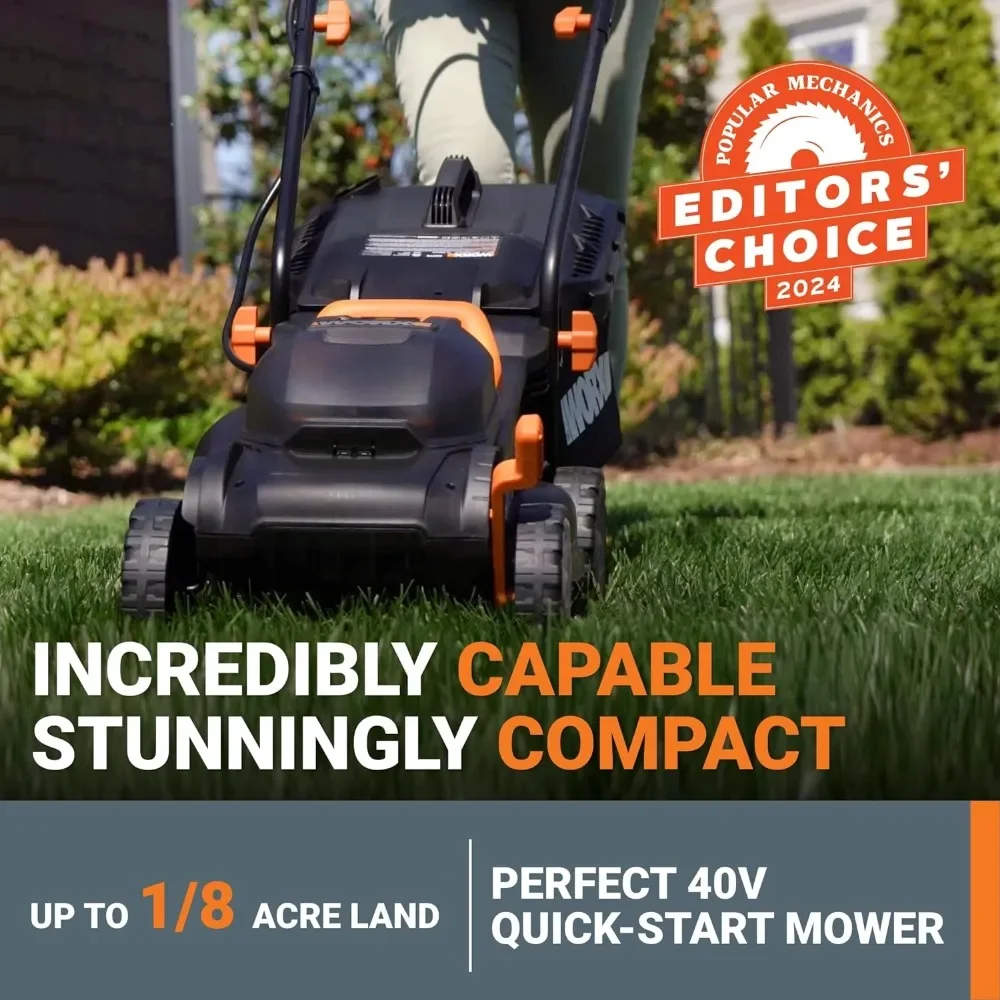 Cordless Lawn Mower for Small Yards, 2-in-1 Battery Lawn Mower Cuts Quietly, Compact & Lightweight Lawn Mower