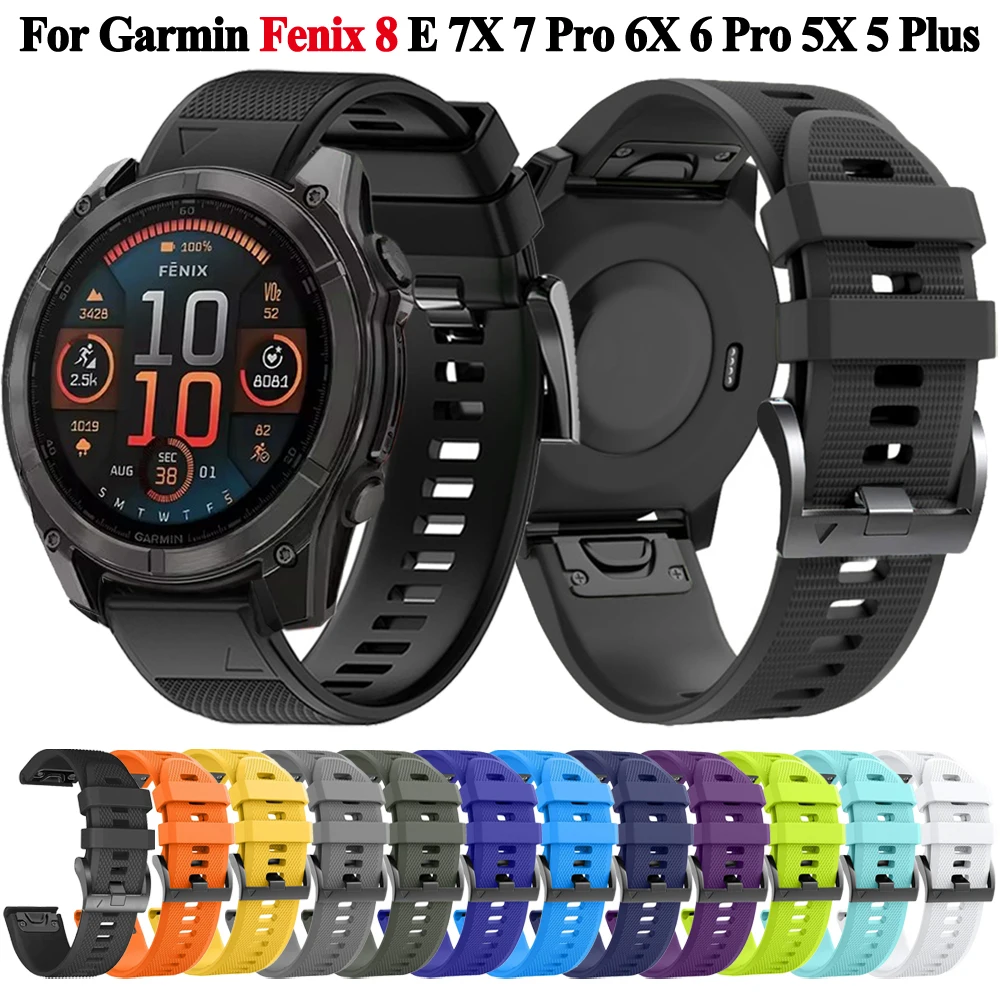 Quickfit Silicone Wristband For Garmin Fenix 8 51/47 E 7 7X 6 6X 5 5X Bracelet For Enduro 3 Epix Pro Gen 2 26mm 22mm Watch Strap