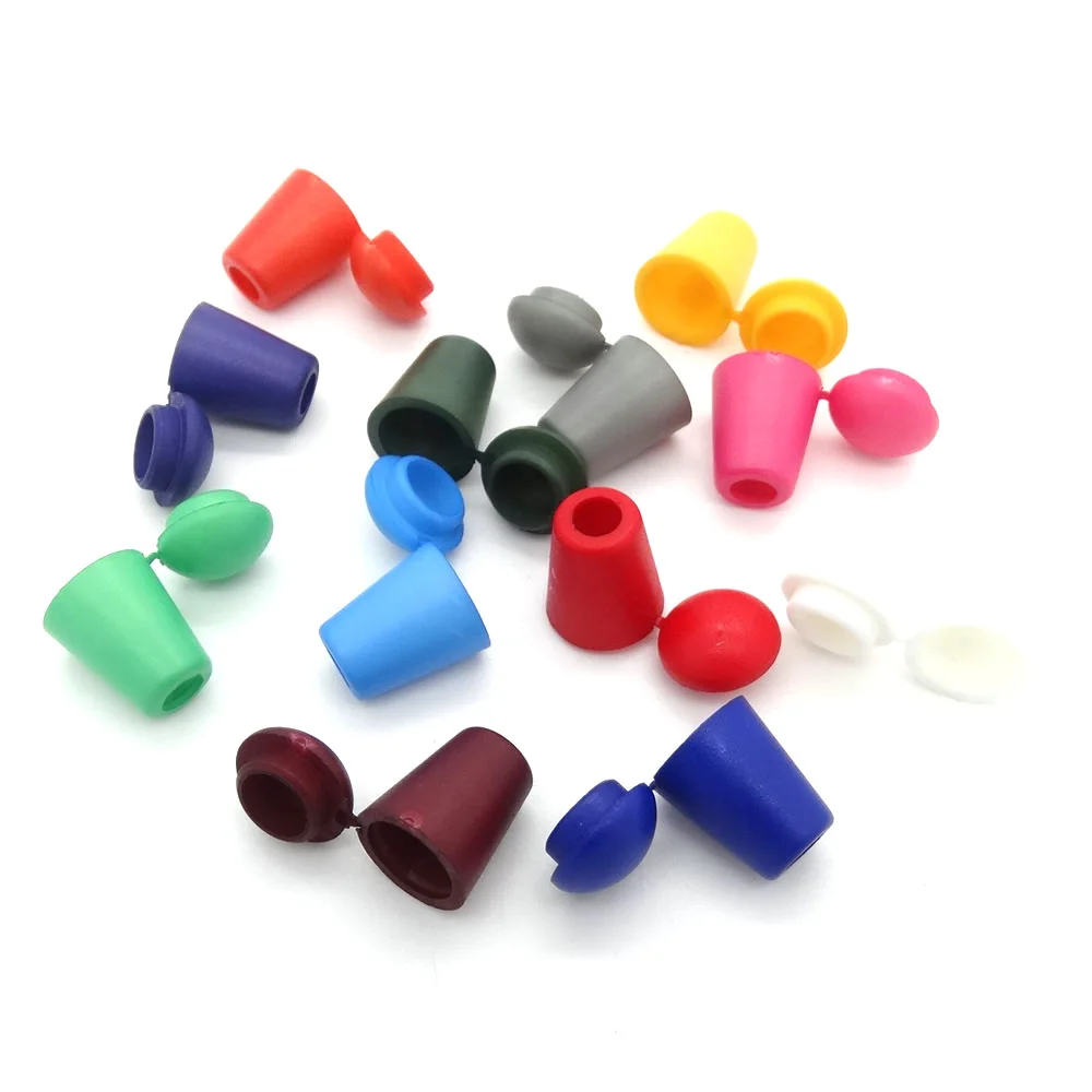 12pcs Colorful Plastic Bell Stopper With Lid Cord Ends Lock Stopper Toggle Clip for Paracord / Clothing