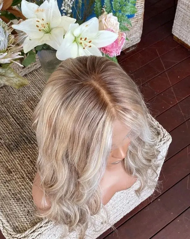 22 "تسليط الضوء على أومبير الرماد شقراء HD غير مرئية الاصطناعية الدانتيل شعر مستعار أمامي الكتف الجزء الأوسط شعري أمامي الدانتيل الباروكة على التخليص