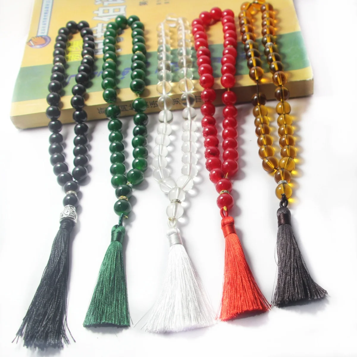 Simulated agate texture, 12 mm, 33‑bead mala, large‑size portable hand‑held counting and play bracelet