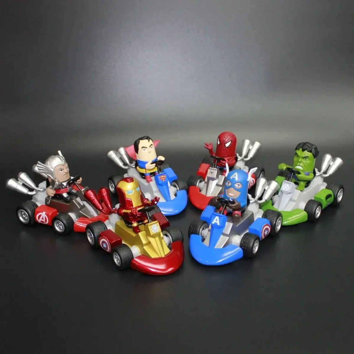 12.5 * 8 * 9 Cm Iron Man, Spider Man, Captain America, Hulk, Thor, Superman, Hero Power Kart, Children's Toy Car