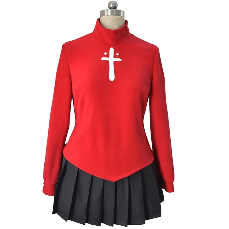 Lot Verblijf Nacht Tohsaka Lin Cosplay Kostuum Lange Pruik Rode Zwarte Rok Set Voor Vrouwen Carnaval Pak Reed Play Halloween Jurken