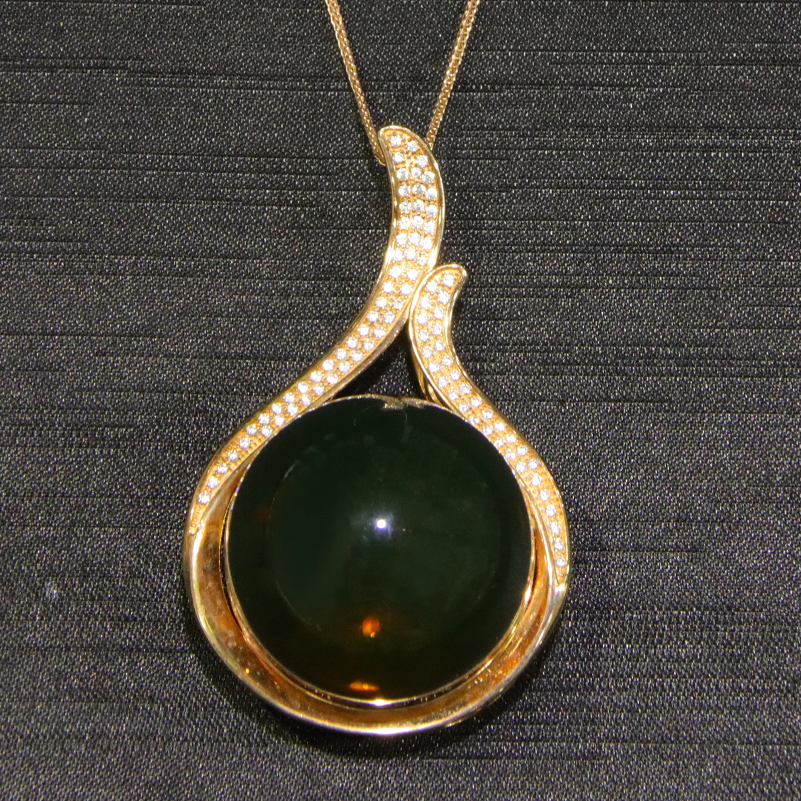 Mexican Blue Amber Pendant 30mm Sterling Silver Teardrop Natural Amber Pendant for Women Handmade