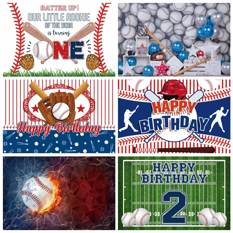 ภาพพื้นหลังวันเกิดของเด็กชายเบสบอลสำหรับถ่ายภาพสนามกีฬาทารกแรกเกิดฉากหลังของตกแต่งปาร์ตี้วันเกิดสตูดิโอถ่ายภาพ