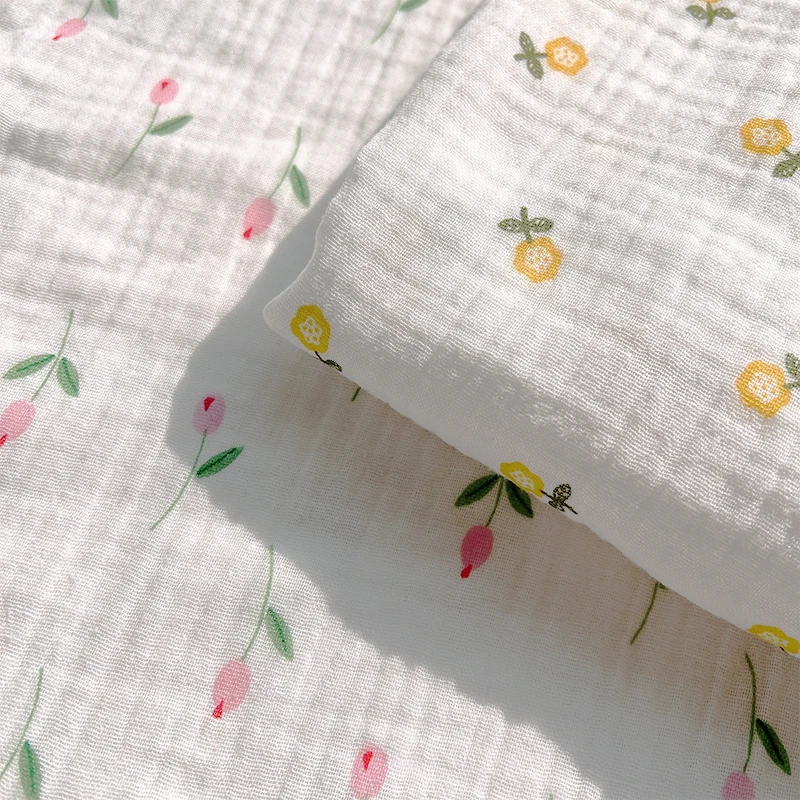 140x50cm Printed Double-Layer Cotton Yarn Fabric Soft Baby Home Pajamas Handmade DIY Cloth