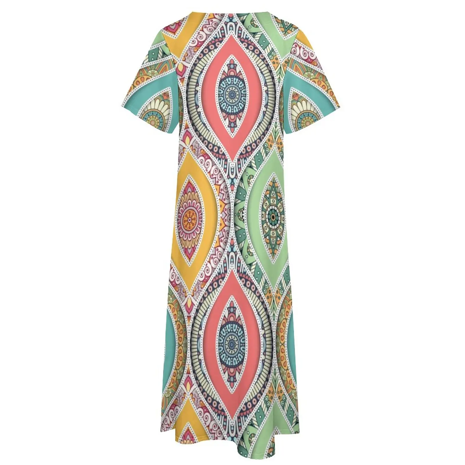 Abito indiano bohémien Retro Hippie Print elegante Maxi Dress Street Wear Boho Beach abiti lunghi manica corta abiti oversize