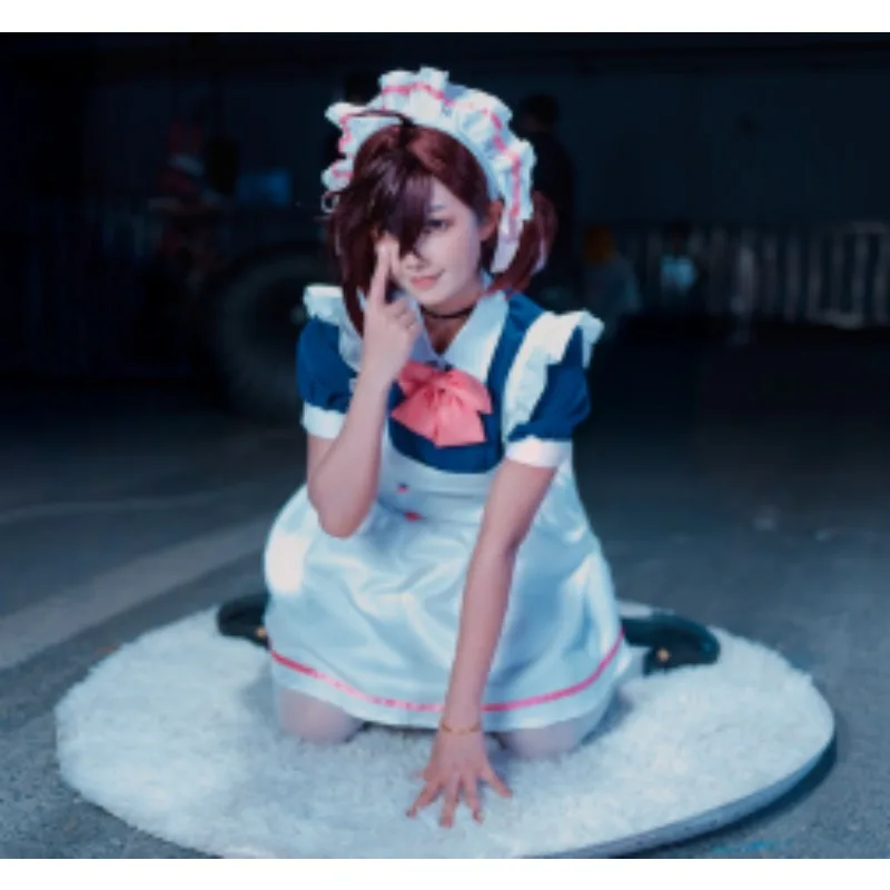 2026 Dandadan Momo Ayase Cosplay Costume Kawaii Maid Uniform Full Sleeve Broadcloth Dress with Bow for Women Cosplay Party