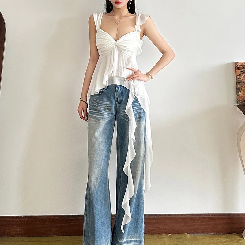 

Новый весенний женский однотонный облегающий уличный модный топ без рукавов с v-образным вырезом на бретельках для женщин