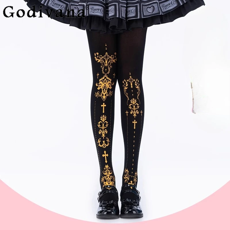 

Original Japanese Style Cute Print Lolita Pantyhose Autumn Women's Sweet Kawaii Sexy Tights Stockings All Match Knee High Socks
