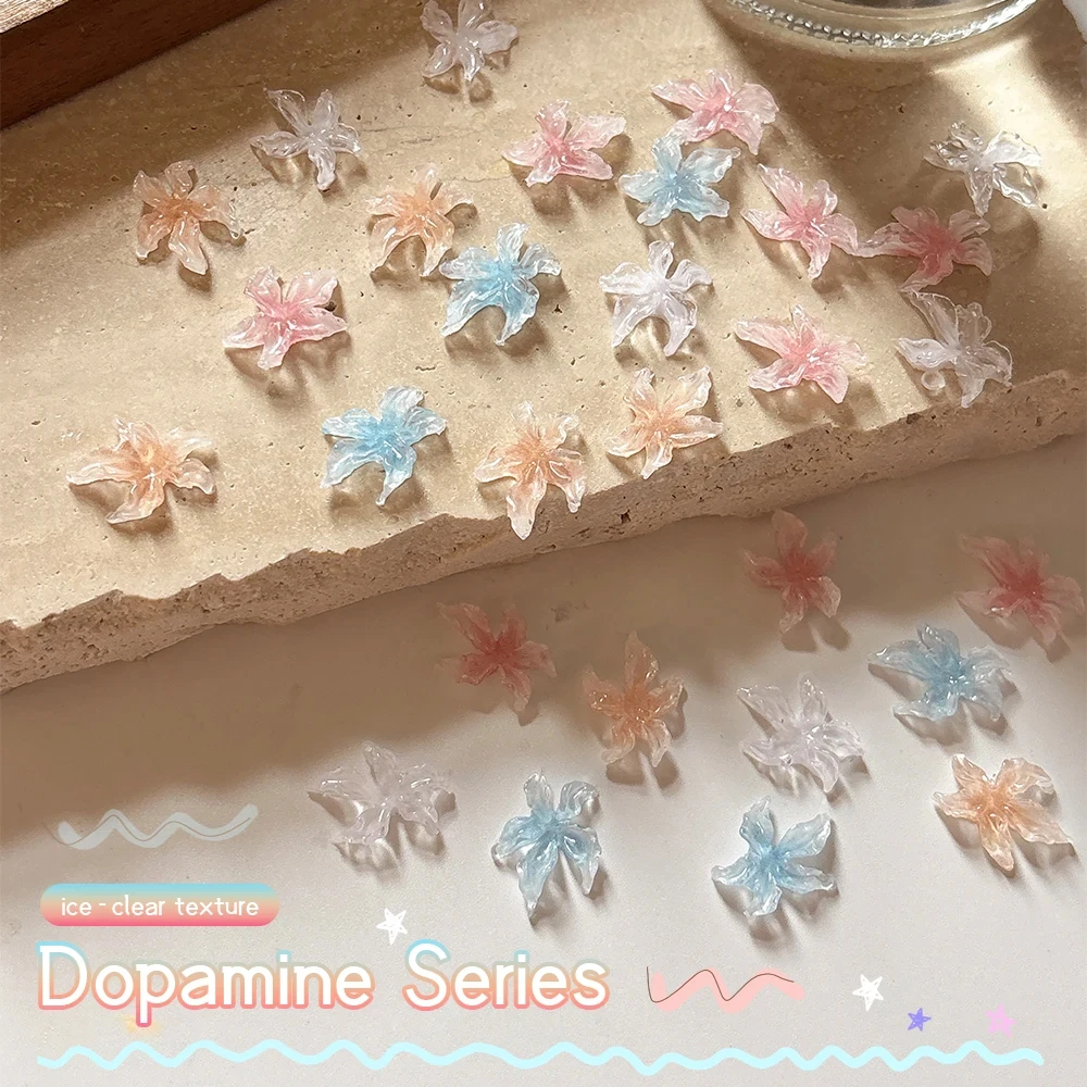 20/50PCS Morbida Scultura di Cristallo Giglio Pendenti E Ciondoli Per Unghie 3D Ghiaccio Traslucido Floreale Unghie artistiche Decor Resina Strass Forniture Per Manicure FAI DA TE