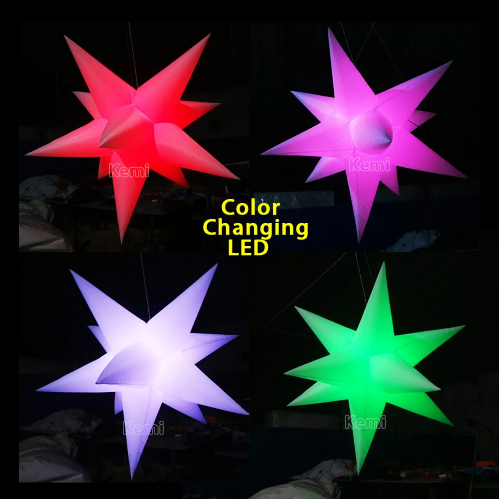 

Free shipping 16 colors-changing inflatable star with LED light in, can controled by remote control, lowest price for sale