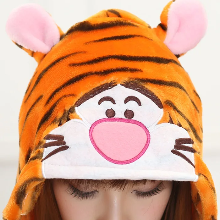 Pajamas cartoon animal Tigger pattern home wear autumn and winter flannel men and women adult performance students