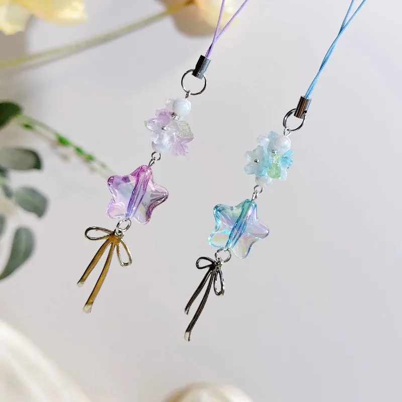 جديد الإبداعية زهر الكرز زهرة الهاتف المحمول الحبل الأشرطة بريق ستار مفتاح سلسلة أحزمة هاتف ل CCD هاتف ذكي فتاة هدية