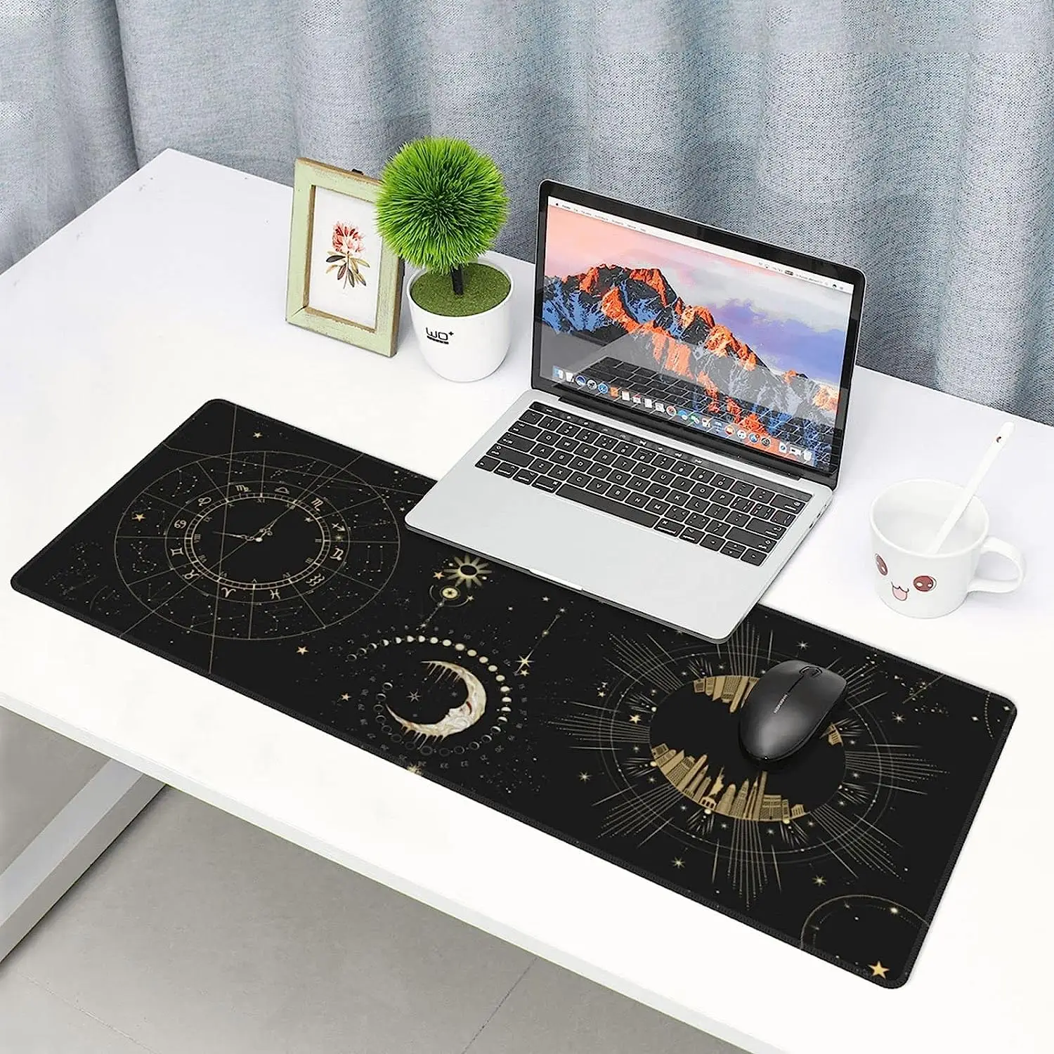 

Игровой коврик для мыши Moon and Sun XXL, большой удлиненный Забавный длинный Настольный коврик на столе, для клавиатуры и мыши 31,5X11,8 дюйма