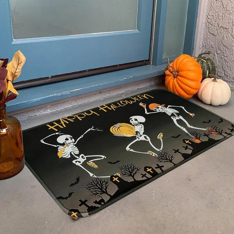 Halloween Kitchen Mats For Floor Ghosts Doormat Non-Slip Entrance Mat 2pcs Halloween Decorations Low-Profile Kitchen Rugs