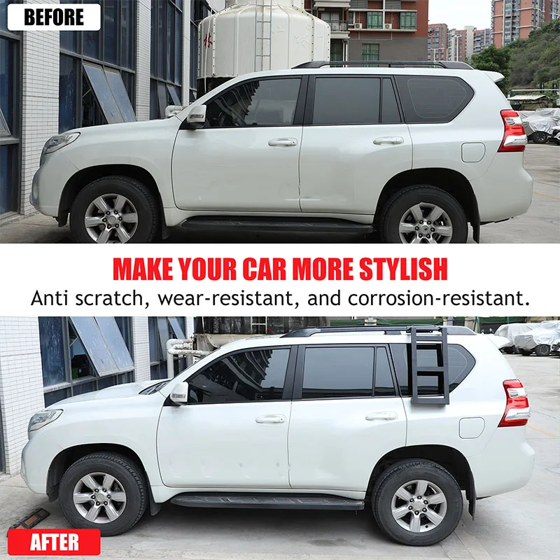 

1Pcs Aluminum Alloy Black For Toyota Land Cruiser Prado 150 2010-2023 Car Rear Side Ladder Roof Climbing Ladder Car Accessories