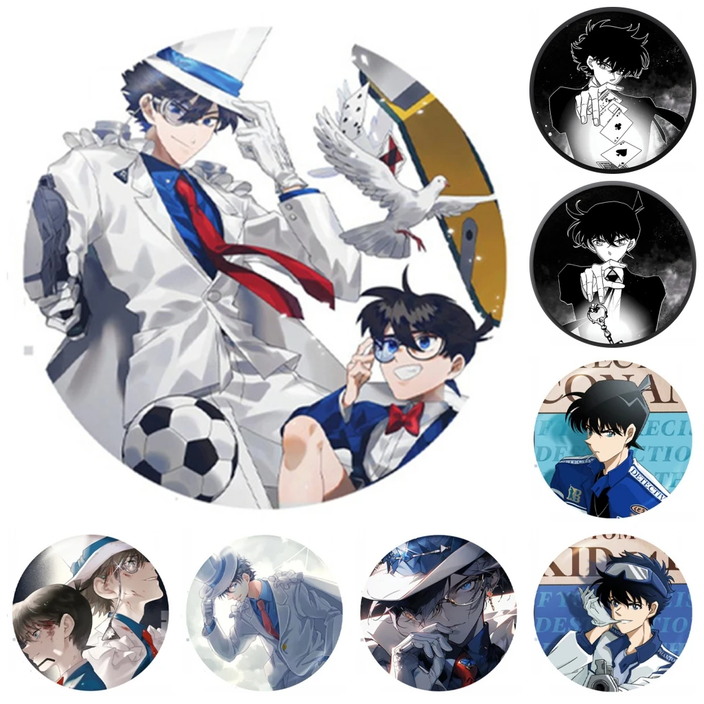 

58 мм аниме Конан Куроба Кайто Кудо Шиничи Джимми Кудо Косплей Костюм Значок Булавка SPTE Жесть Брошь Опора Xmas Gilf