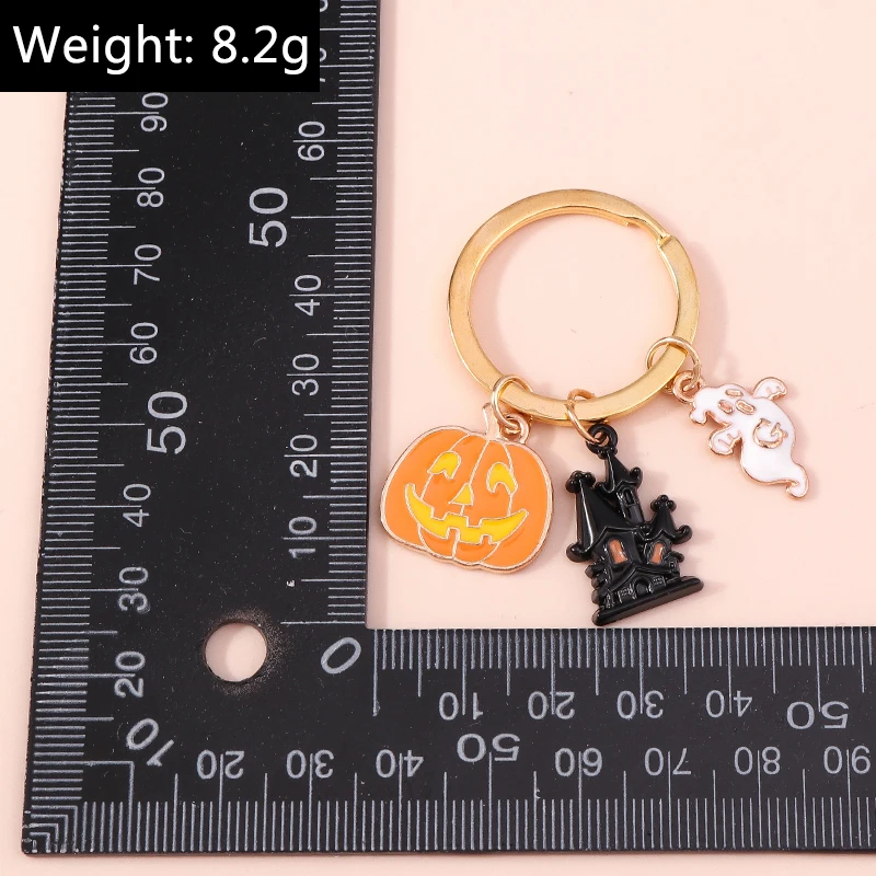 Aihua Goldfarbener modischer Halloween-Schlüsselanhänger, Emaille, gruselige Geister, Spinne, Mumie, Kürbis, Schlüsselanhänger, Schlüsselanhänger für Frauen, Halloween-Nacht – Detail 11