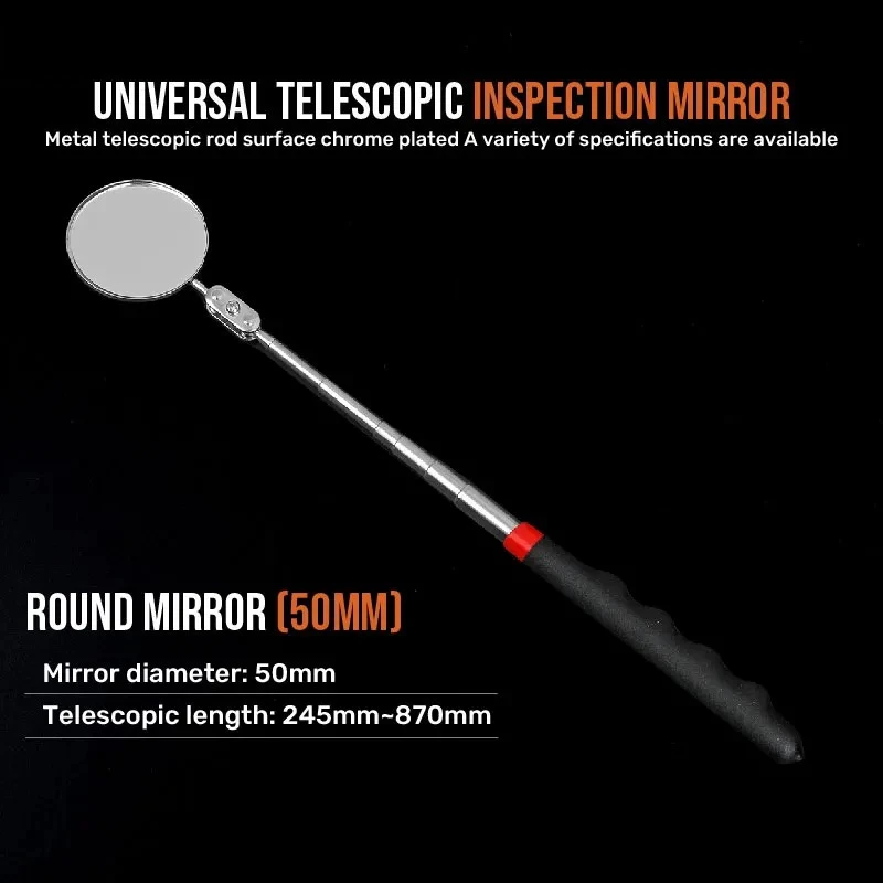 Extendible Inspection Rotatable Mirror Auto Telescoping Inspection Round Square Mirror Extending Hand Tools Set Detection Tool