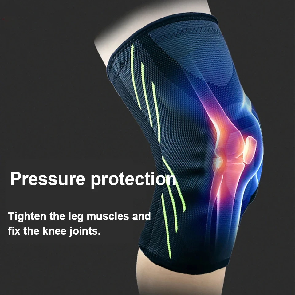 1 Pcs Elastic Knee Pads Patella Silicone Pad Knee Brace With Non-slip Silicone Strip Arthritis Meniscus Tear Joint Pain Relief