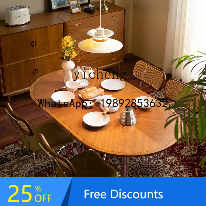 

teak dining table solid wood long table household new Chinese small apartment table