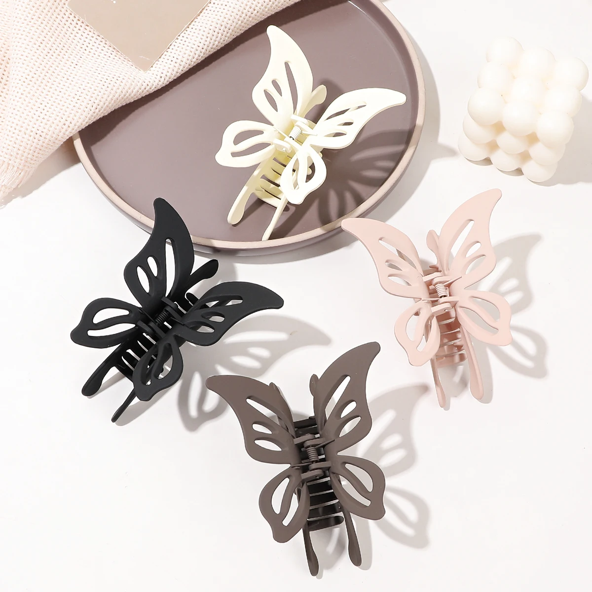 4 Pcs 4.2 Inch Big Butterfly Hair Clips for Thick Thin Hair,Non Slip Cute Matte Hair Claw,Butterfly Claw Clips for Women Girl