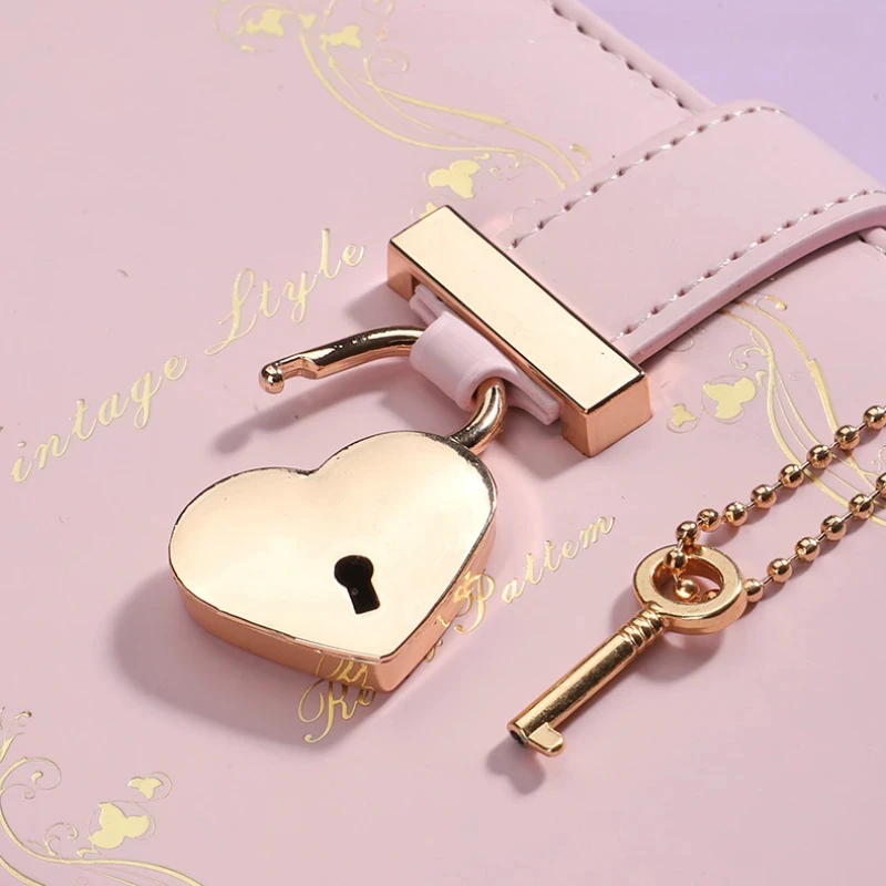 A5 360 Pages Password Book With Heart Lock Key Embossed Pattern Notebook Diary Binder Thickened Journal Work Student Notepad