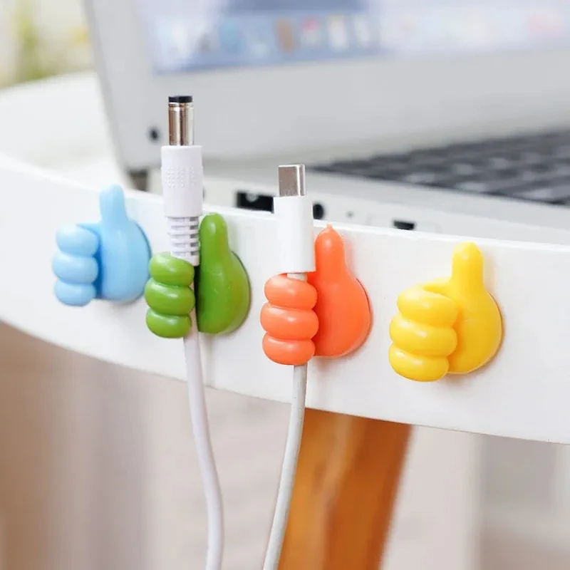 Cable Organizer Clips Wall Hooks Silicone Thumb Self Adhesive Cord Holder Wire Hanger Storage Office Desk Car Kitchen Bathroom