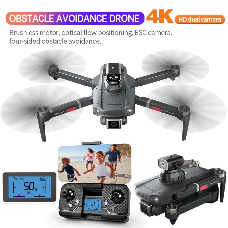 

S179 RC Dron Brushless Obstacle Avoidance Drone 4K HD Camera RC Quadrocopter with Light Optical Flow Foldable Helicopter Kid Toy