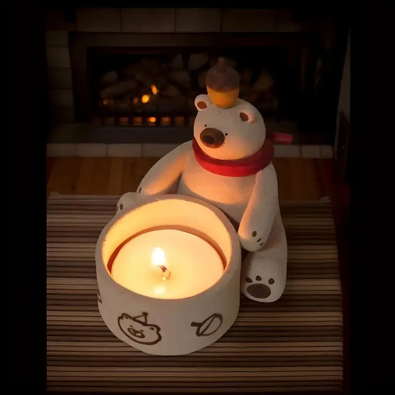 Candle holders cute chestnut bear Candle holders handmade high temperature resistant candle holders home bedroom decoration