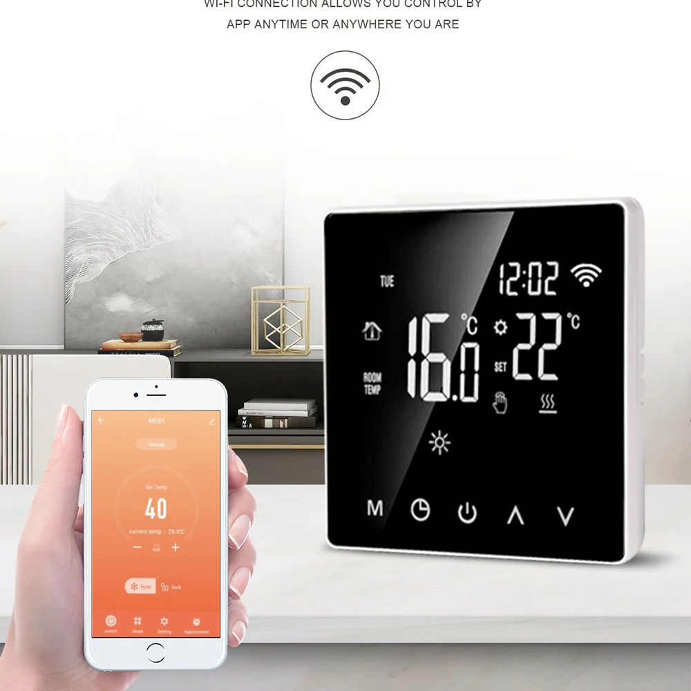 Imagem -06 - Tuya Inteligente Wifi Termostato Lcd Controle de Temperatura Toque Digital Piso Elétrico Aquecimento Água Caldeira Gás Controle Remoto Alexa