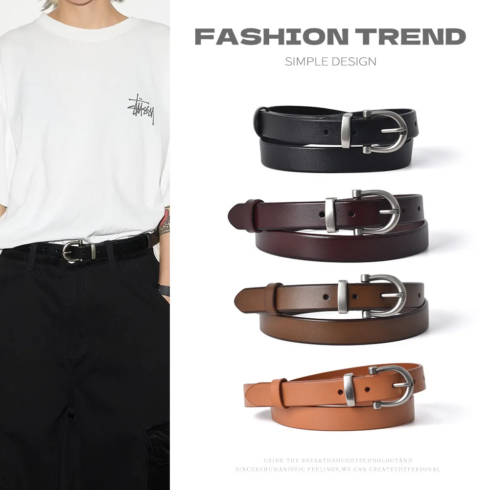 

Women's Vintage Genuine Leather Corset Female Cummerbund Coat Waistband Dress Decration Narrow Belt J1439