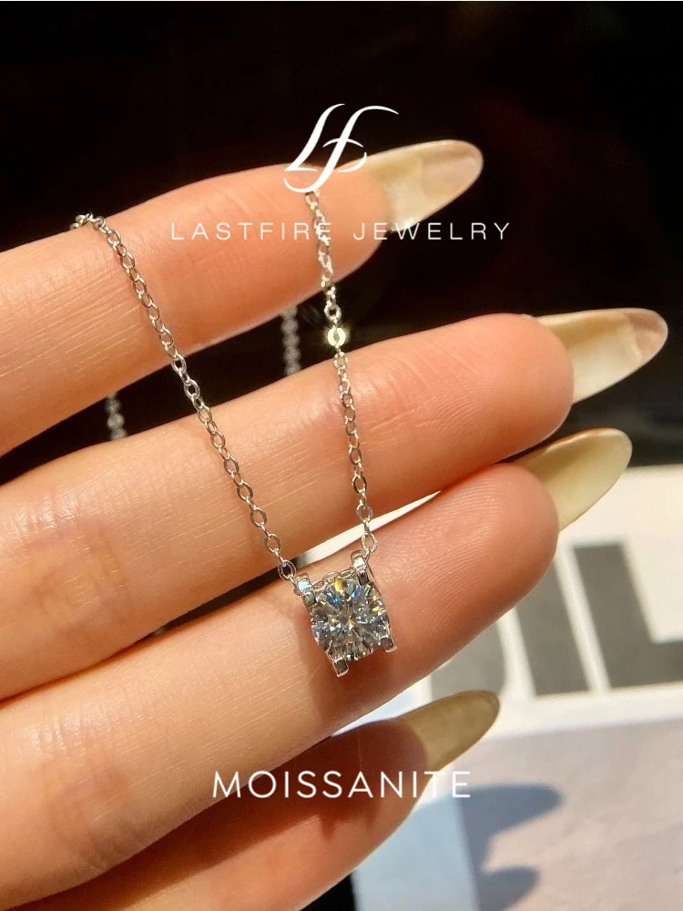 

KNB Роскошная цепочка с подвеской из блестящего муассанита и бриллианта цвета 1–2 карата для женщин, ожерелье из стерлингового серебра 925 пробы, свадебные ювелирные украшения