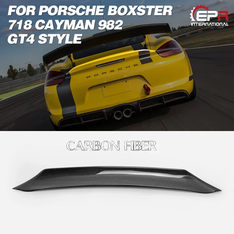 

Для Porsche 2016 On Boxster 718 Cayman 982 GT4 Тип Углеродное волокно Задний спойлер «утконос» Глянцевая отделка Разделитель багажника Крыло Губа