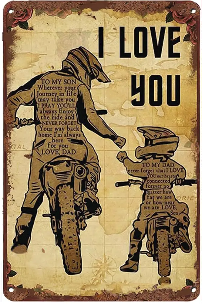 1p,Graman Dirtbike Dad and Son Motocross to My Son and to My Dad Metal Tin Sign Retro Wall Decor Vintage Kitchen Baking Tin Sign