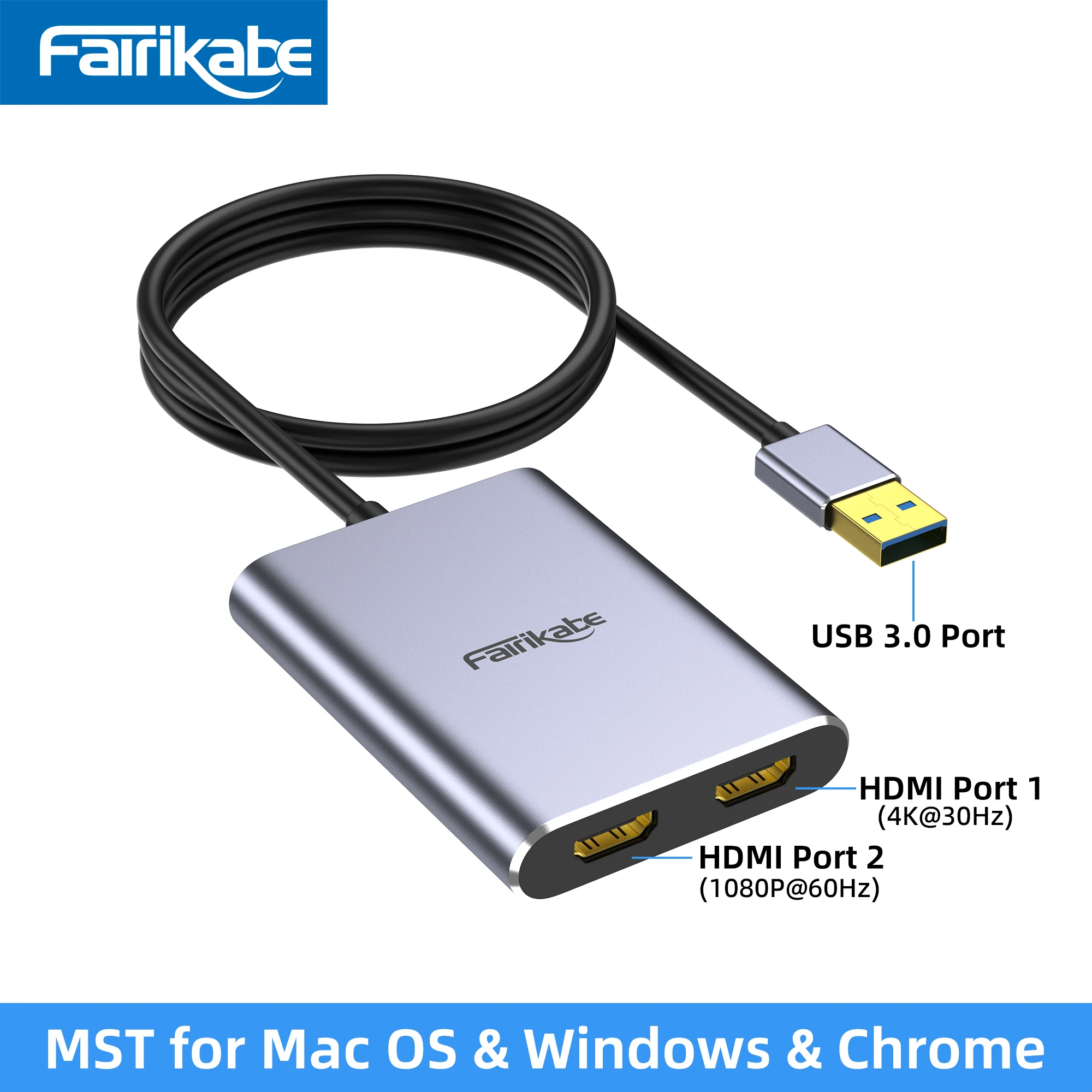 

4K USB3.0-2 Переходник HDMI разветвитель многоэкранный Расширенный дисплей для MacBookPro MacBookAir M1M2 MST Mac to 2HDMI