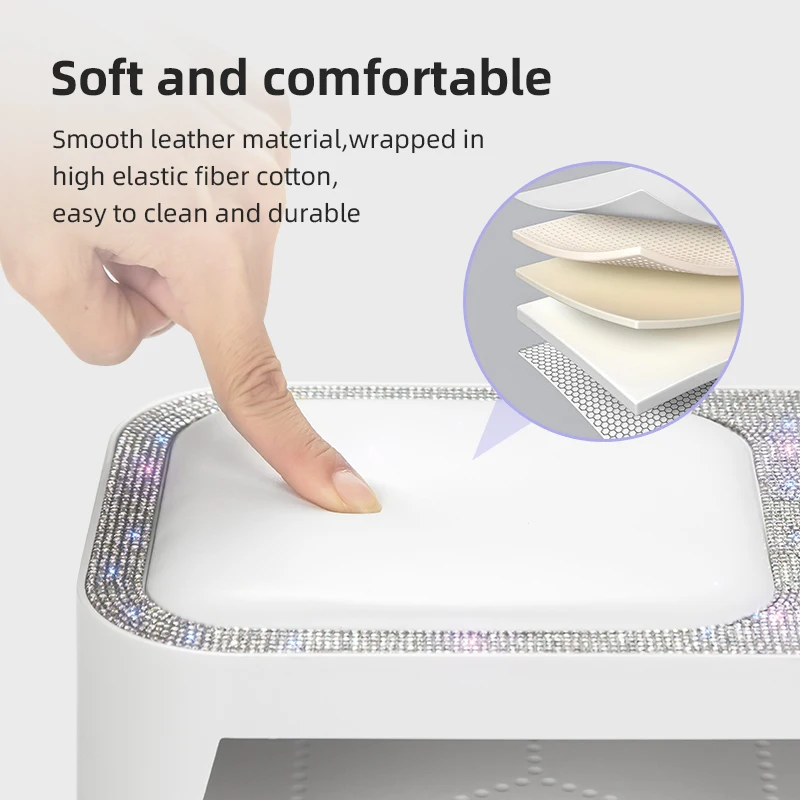 مصباح أظافر LED قابل لإعادة الشحن بالأشعة فوق البنفسجية، مجفف أظافر لاسلكي مع وسادة يد ومستشعر ذكي للمنزل والصالون لعلاج جميع الجل